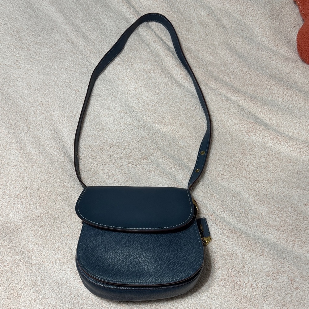 Coach Navy Blue Leather Shoulder Bag
